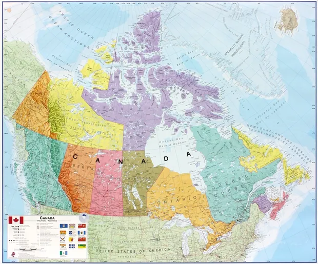 Wandkaart PML Canada, 120 x 100 cm | Maps International