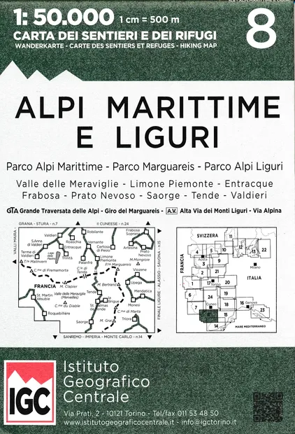 Wandelkaart 08 Alpi marittime e Liguri | IGC - Istituto Geografico Cen