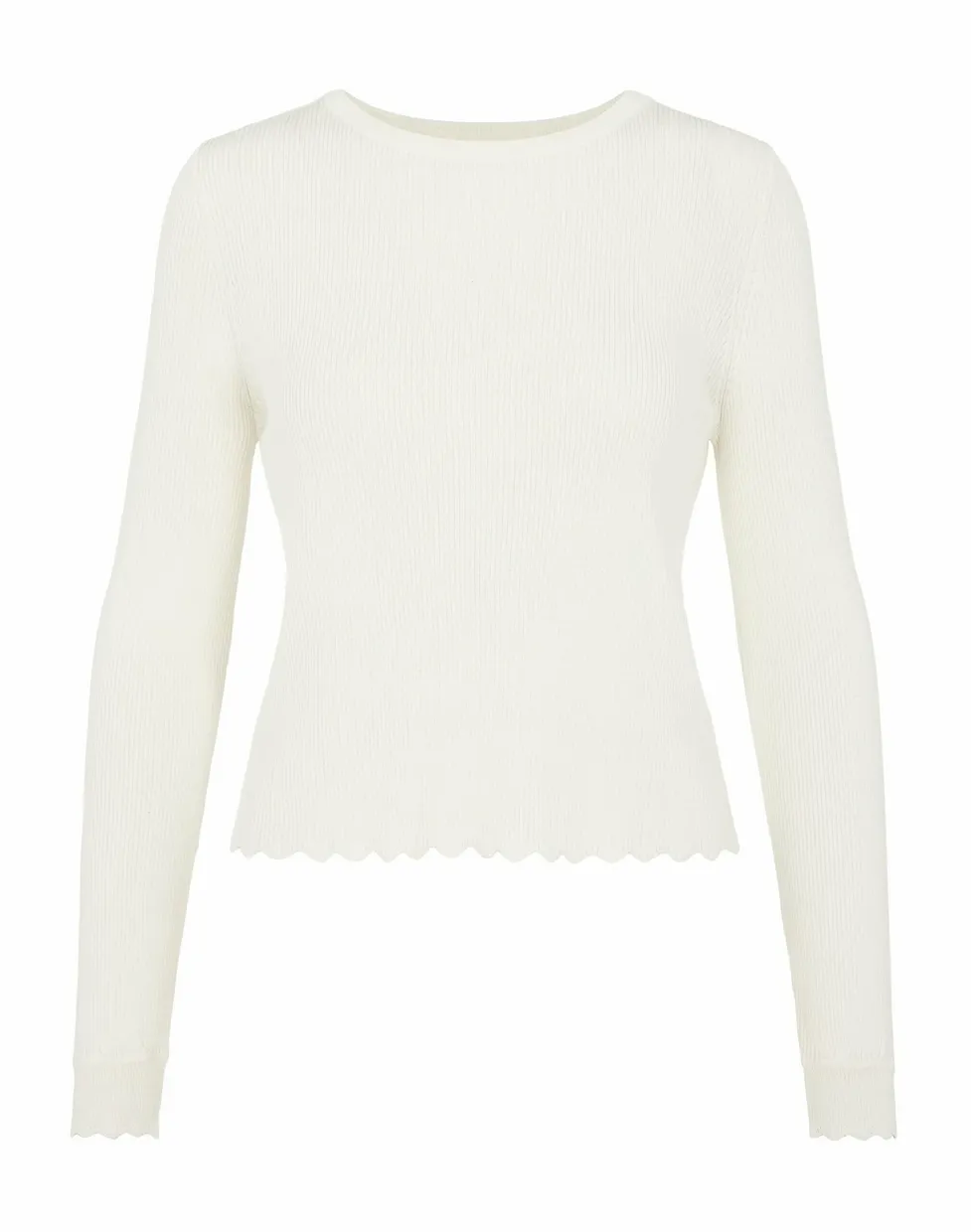Harriet scallop knit top white