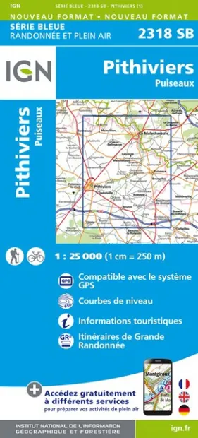 Wandelkaart - Topografische kaart 2318SB Pithiviers - Puiseaux | IGN -