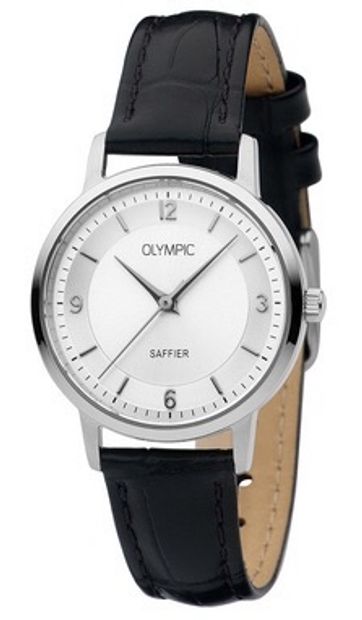 OLYMPIC OL26DSL046 HORLOGE ALBA STAAL-LEDER ZILVERKLEURIG-ZWART 29 MM