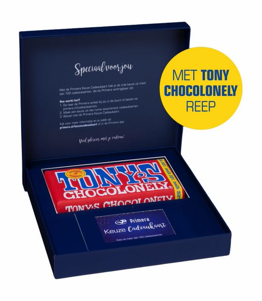 Tony's Chocolonely chocolade & Primera Keuze Cadeaukaart