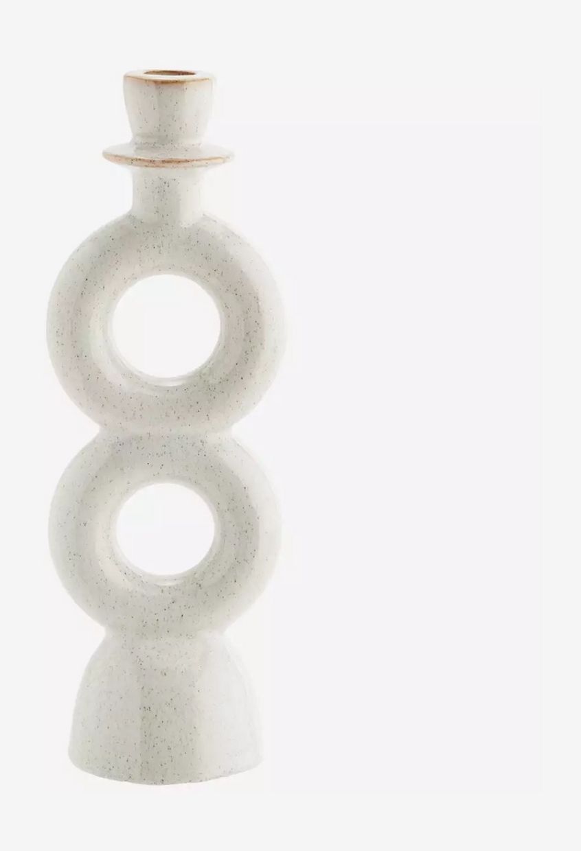 Candleholder Stoneware Speckled Cream 30cm