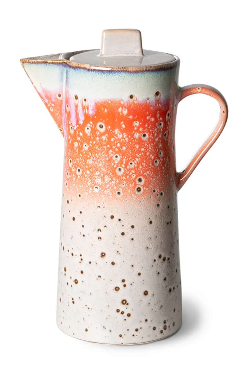 70s ceramics: coffee pot, asteroids