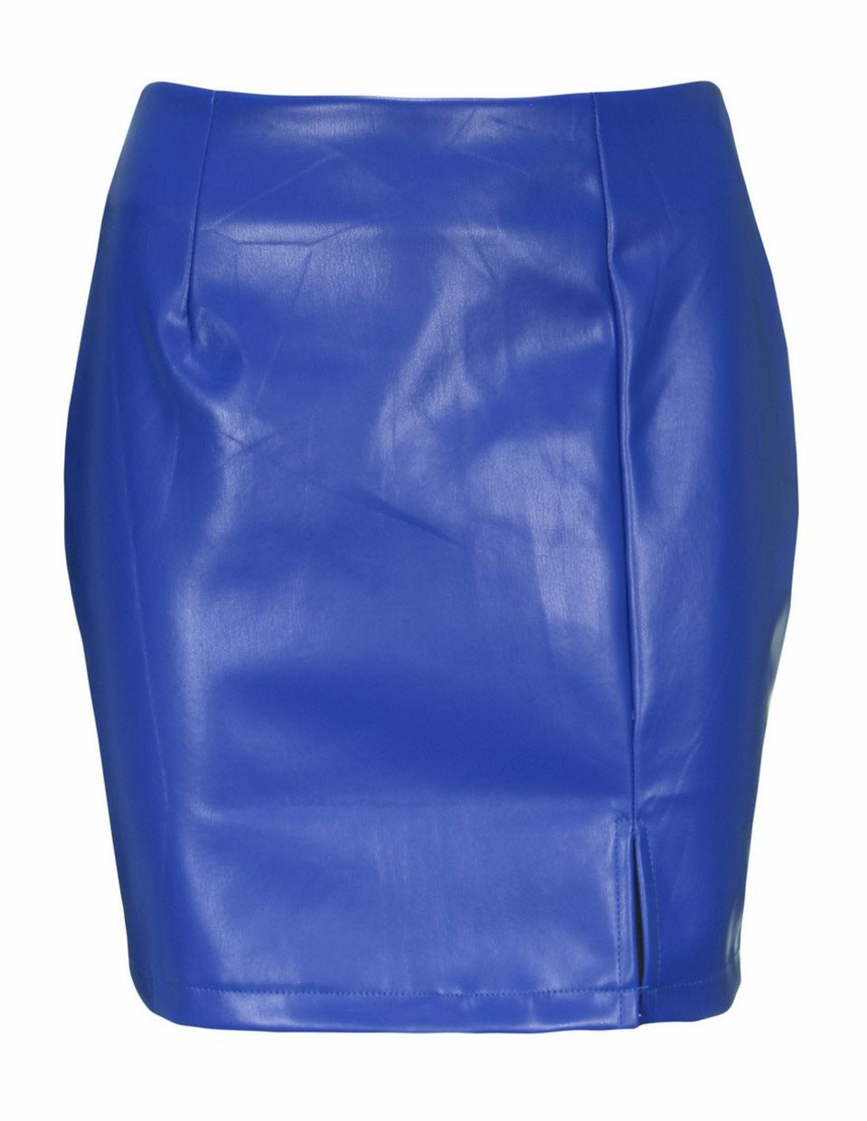 Leather skirt cobalt blauw