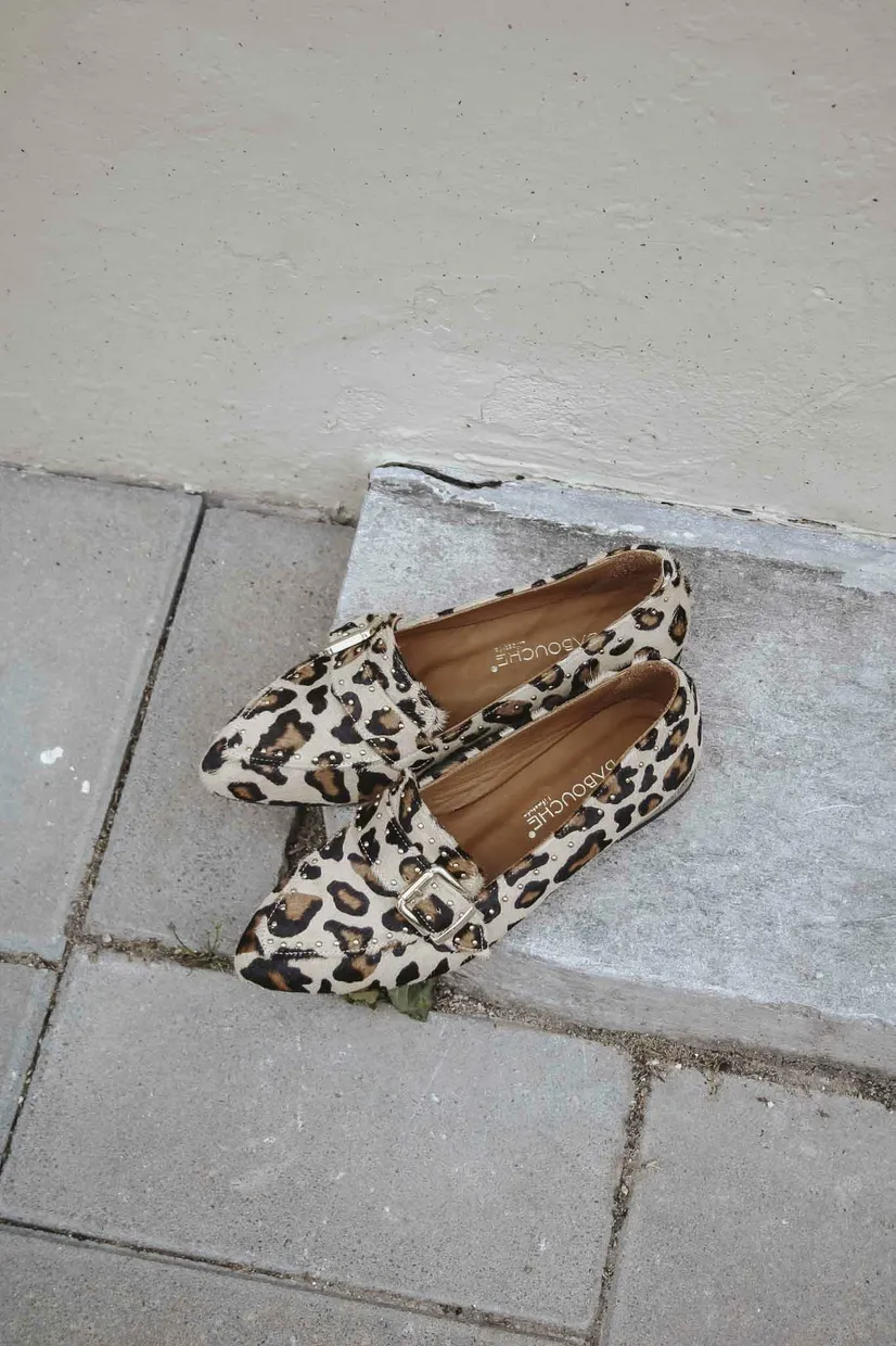 Leopard studded loafer