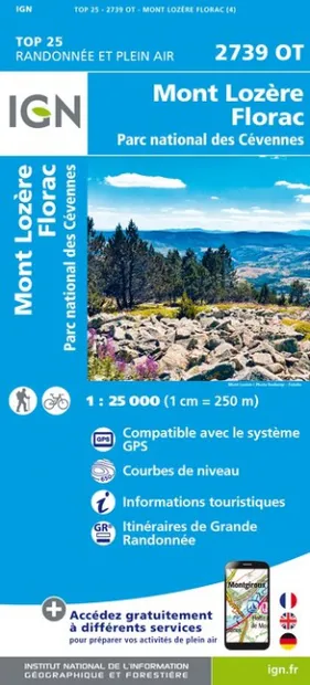 Wandelkaart - Topografische kaart 2739OT Mont Lozère - Florac | IGN -