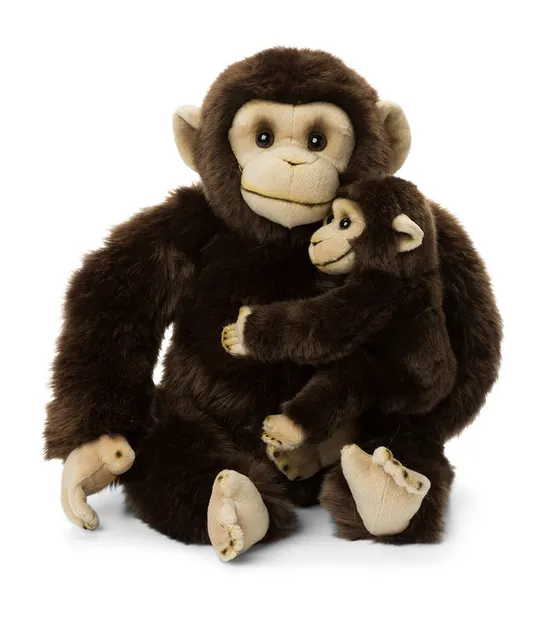 Chimpanzee moeder & kind knuffel wwf