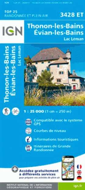 Wandelkaart - Topografische kaart 3428ET Thonon les Bains - Évian les