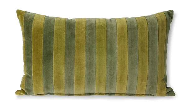 Striped velvet cushion green/camo (30x50)