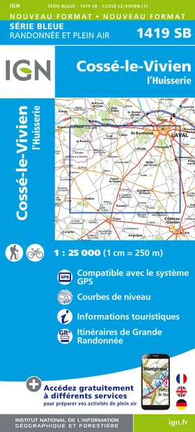 Wandelkaart - Topografische kaart 1419SB Cossé-le-Vivien - L'Huisserie