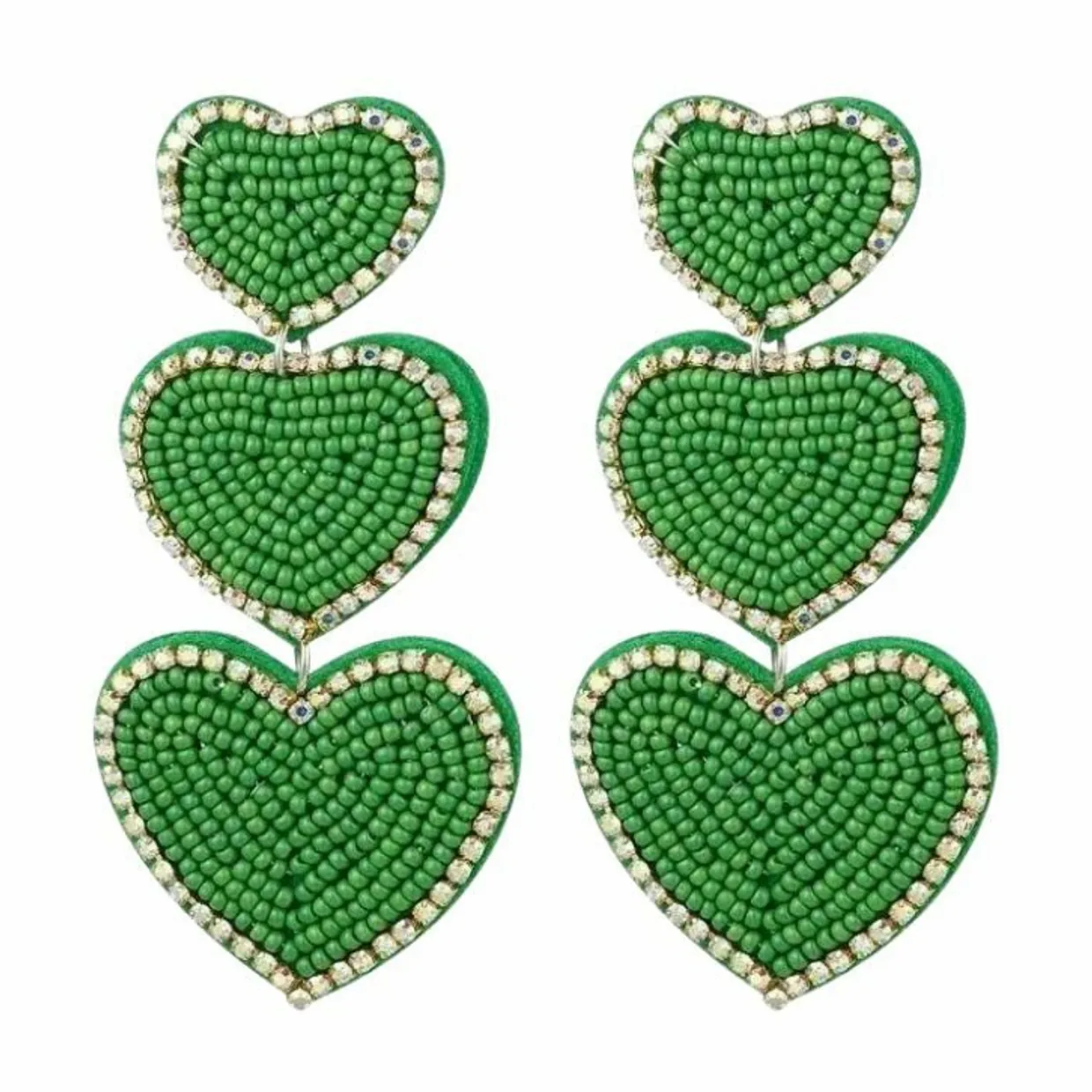 Oorbellen kralen hartjes groen