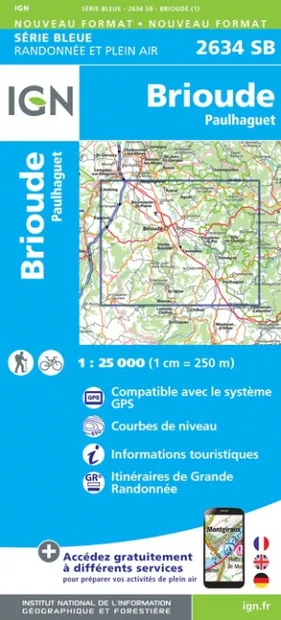 Wandelkaart - Topografische kaart 2634SB Paulhaguet - Brioude | IGN -