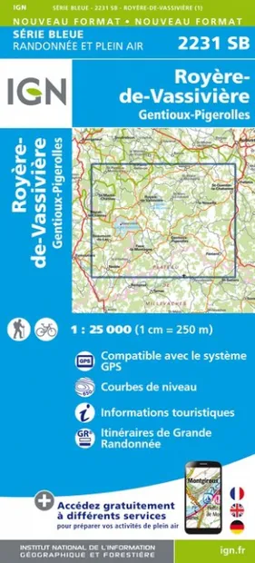 Wandelkaart - Topografische kaart 2231SB Gentioux-Pigerolles, Royère-d