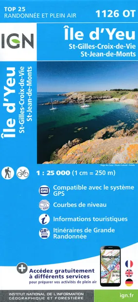 Wandelkaart - Topografische kaart 1126OT Ile d'Yeu, Saint-Gilles-Croix