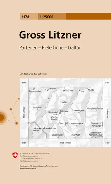 Wandelkaart - Topografische kaart 1178 Gross Litzner | Swisstopo