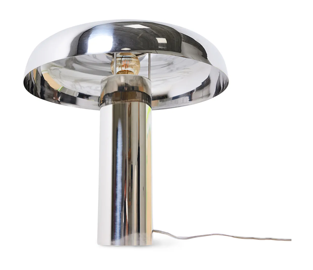 Mushroom table lamp, chrome