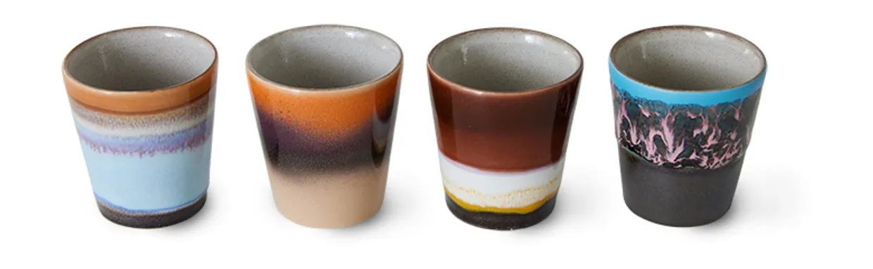 70s ceramics: ristretto mugs, solar (set of 4)