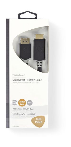Video kabel adapter 2 m DisplayPort naar HDMI Antraciet