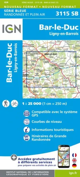 Wandelkaart - Topografische kaart 3115SB Bar-le-Duc | IGN - Institut G