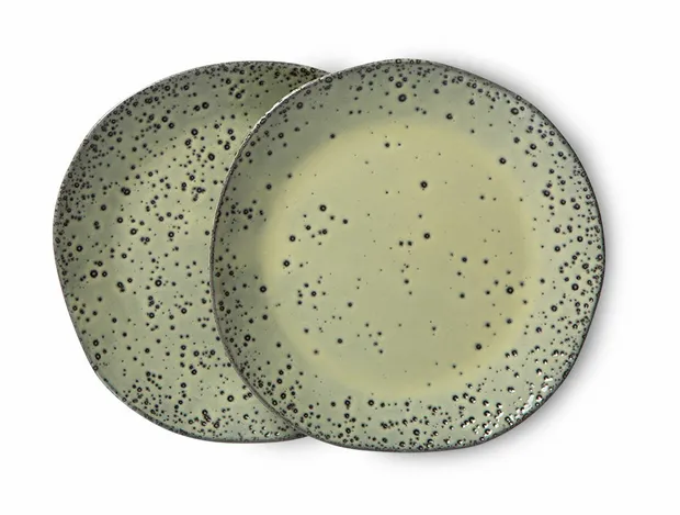 Gradient ceramics: dessert plate green (set of 2)