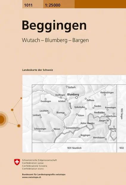 Wandelkaart - Topografische kaart 1011 Beggingen | Swisstopo