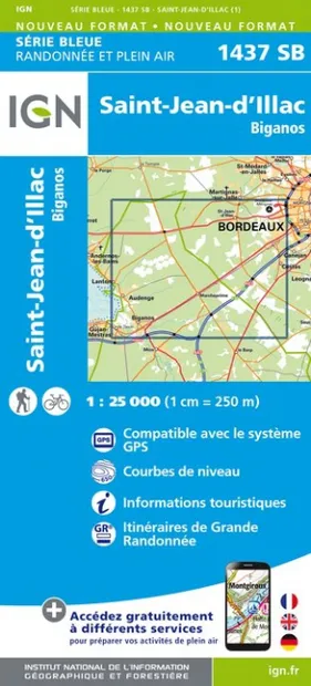 Wandelkaart - Topografische kaart 1437SB Saint-Jean-d'Illac | IGN - In