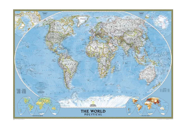 Magneetbord - Wereldkaart 82PM politiek, 110 x 77 cm | National Geogra