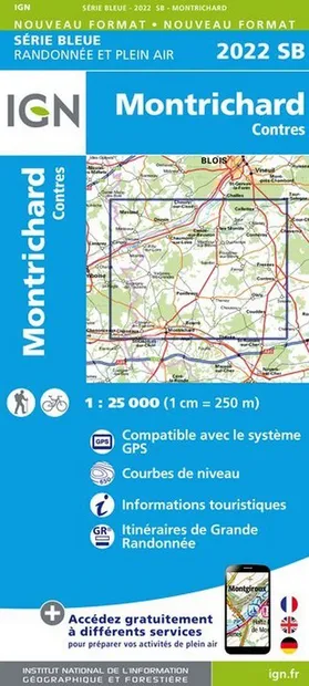 Wandelkaart - Topografische kaart 2022SB Montrichard, Contres | IGN -