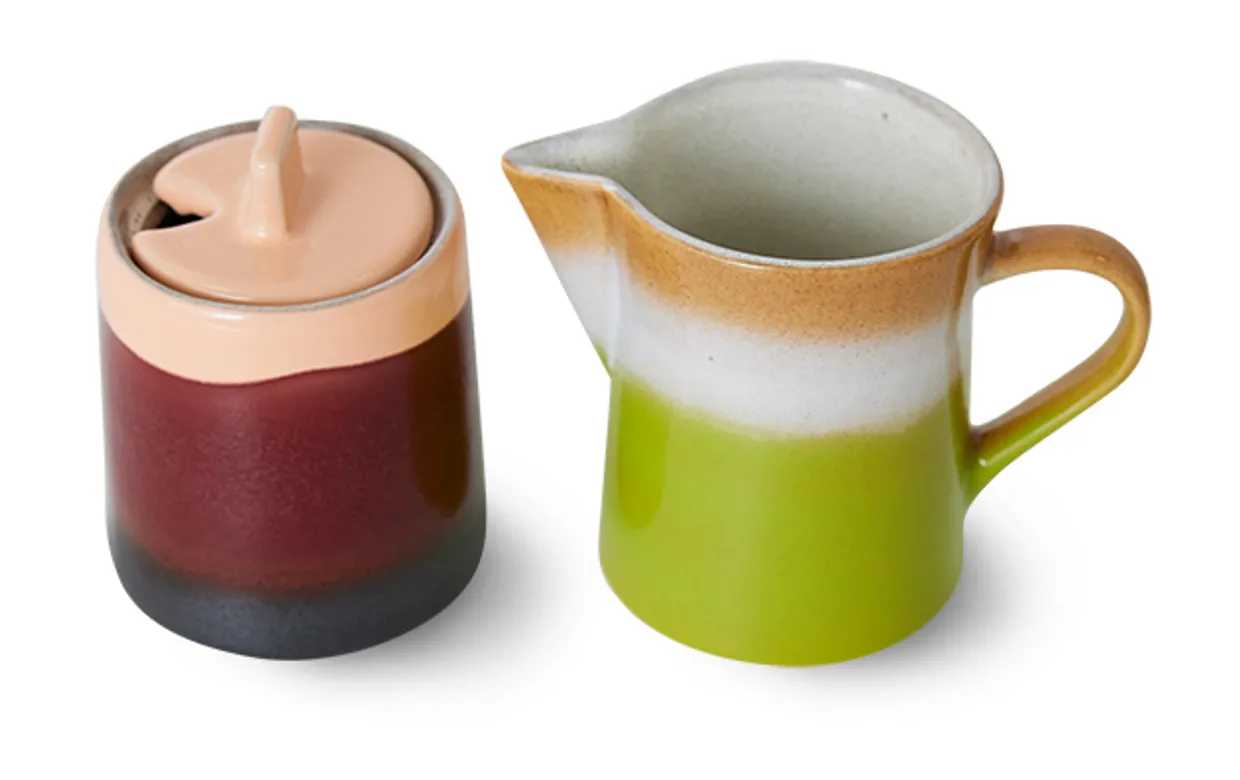 70s ceramics: milk jug & sugar pot, foreland