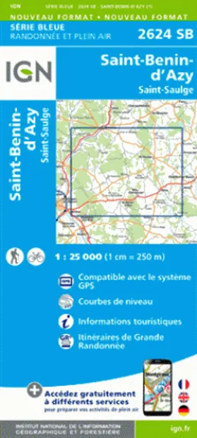 Wandelkaart - Topografische kaart 2624SB St-Benin-D'Azy – St-Saulge |