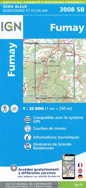 Topografische kaart - Wandelkaart 3008SB Fumay | IGN - Institut Géogra