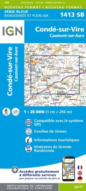 Wandelkaart - Topografische kaart 1413SB Condé-sur-Vire, Caumont- sur-