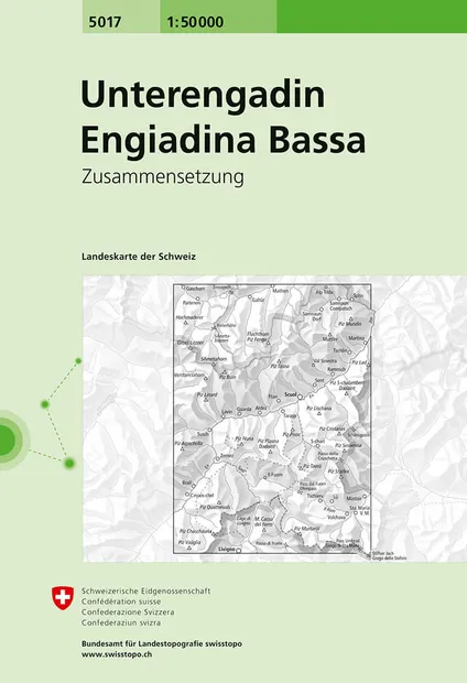 Wandelkaart - Topografische kaart 5017 Unterengadin - Engiadina Bassa