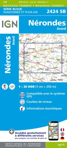 Wandelkaart - Topografische kaart 2424SB Nérondes - Avord | IGN - Inst