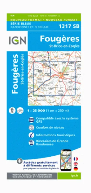 Wandelkaart 1317SB Fougères – St-Brice-en-Coglès | IGN - Institut Géog