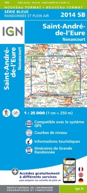 Wandelkaart - Topografische kaart 2014SB Saint-André-de-l'Eure, Nonanc