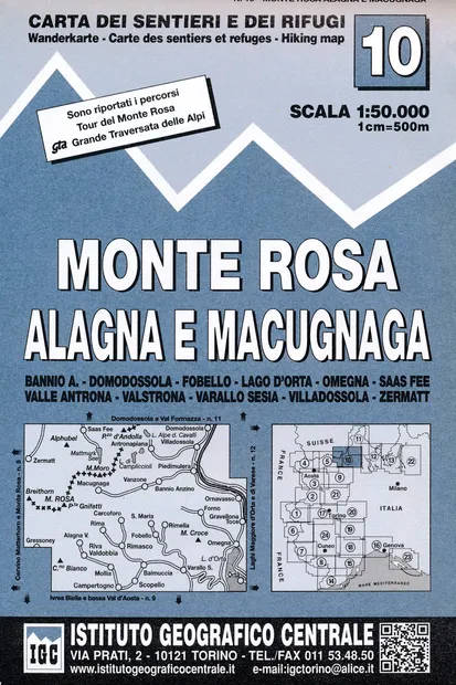 Wandelkaart 10 Monte Rosa, Alagna e Macugnaga | IGC - Istituto Geograf
