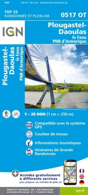 Wandelkaart - Topografische kaart 0517OT Plougastel, Daoulas, Le Faou,