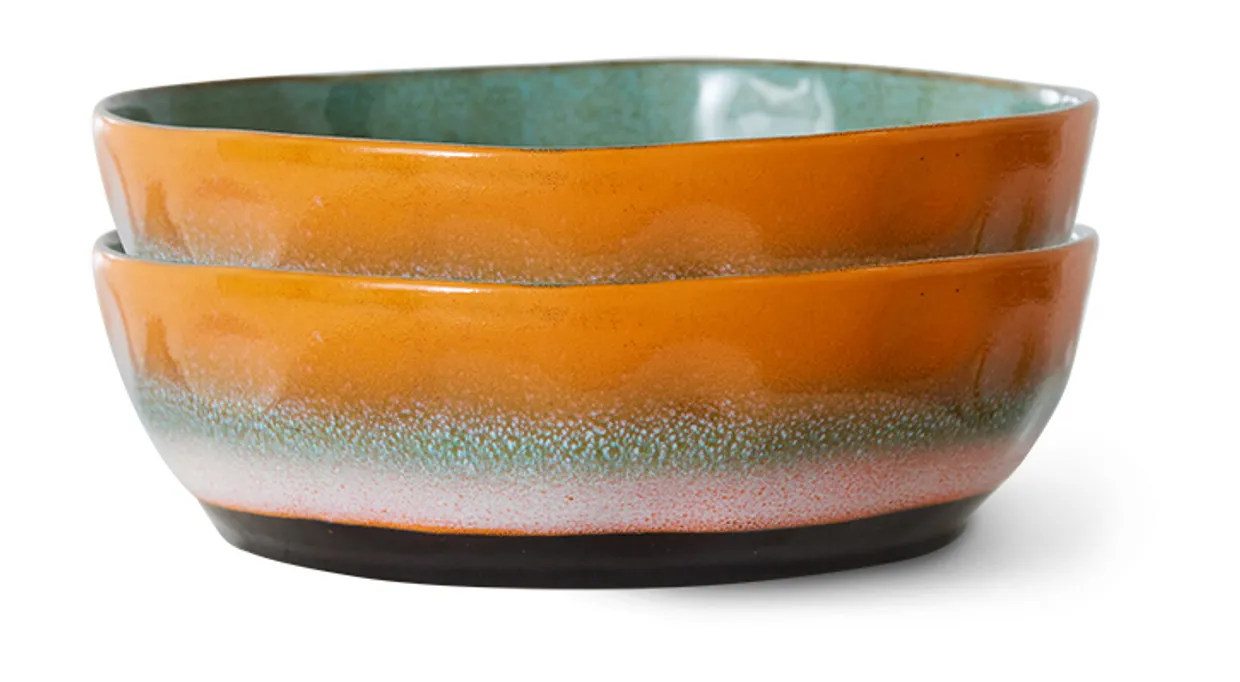 70s ceramics: pasta bowls, golden hour (set of 2)