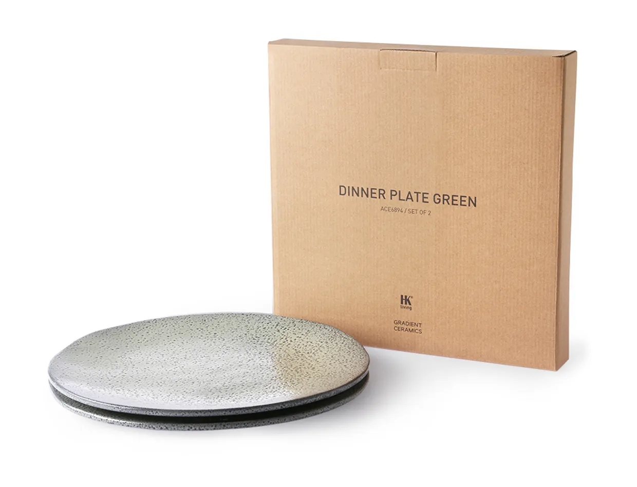 Gradient ceramics: dinner plate green (set of 2)