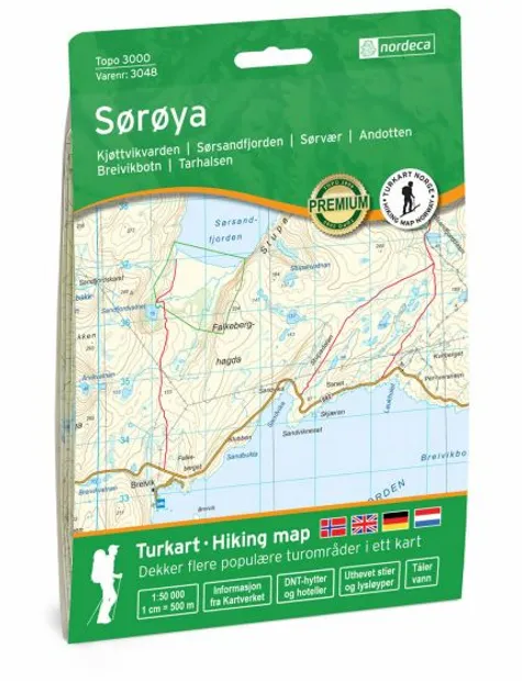 Wandelkaart 3048 Topo 3000 Sørøaya - Soroya | Nordeca