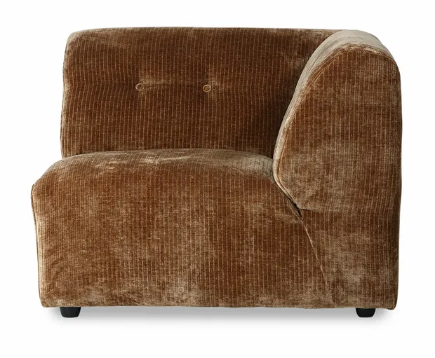 Vint couch: element right, corduroy velvet, aged gold