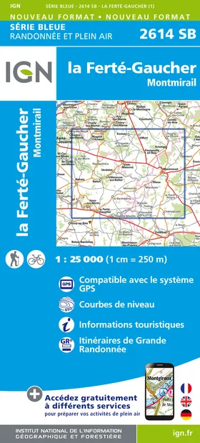 Wandelkaart - Topografische kaart 2614SB La Ferté-Gaucher, Montmirail