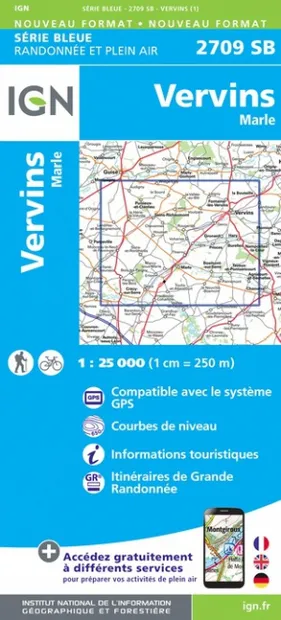 Wandelkaart - Topografische kaart 2709SB Vervins - Marie | IGN - Insti