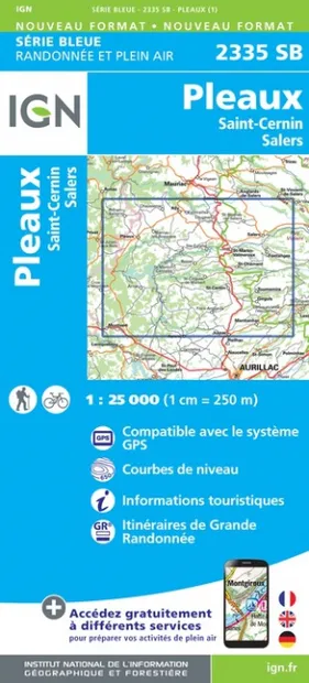 Wandelkaart - Topografische kaart 2335SB St-Cernin, Salers, Pleaux | I