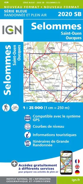 Topografische kaart - Wandelkaart 2020SB Oucques - Selommes - St-Ouen
