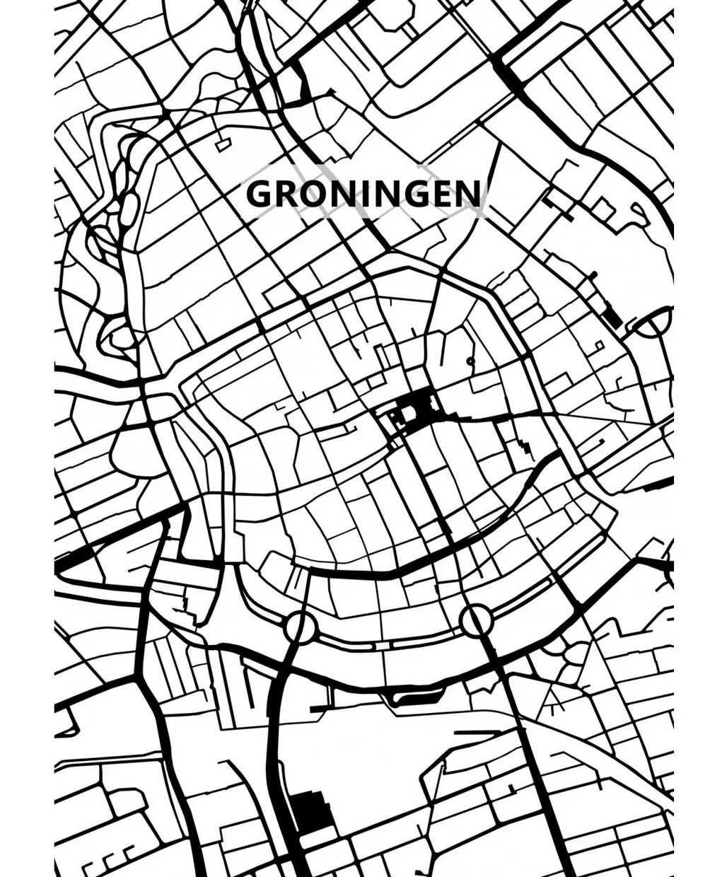 stadsplattegrond Groningen - Zwart/Wit