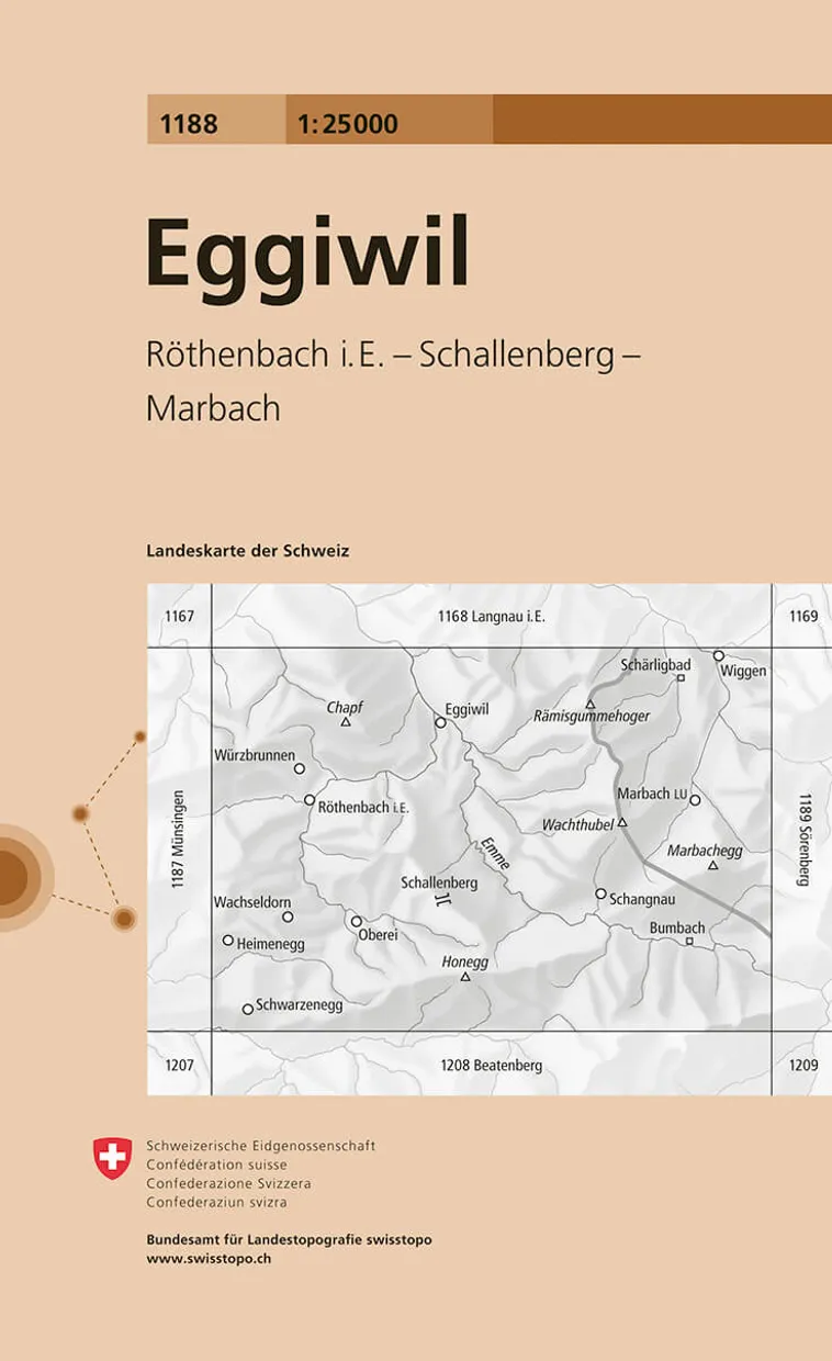 Wandelkaart - Topografische kaart 1188 Eggiwil | Swisstopo