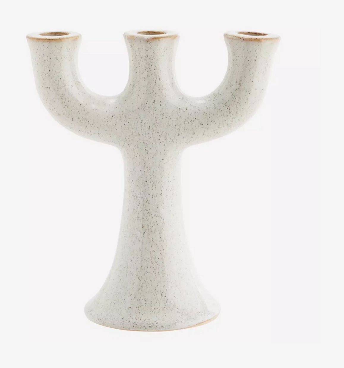 Candleholder Stoneware Speckled wit